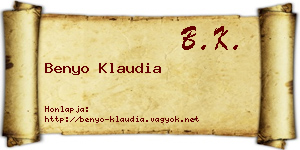 Benyo Klaudia névjegykártya